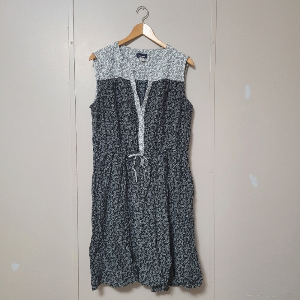 Basic Editions black and white contrast fabric dress sleeveless rayon - XL